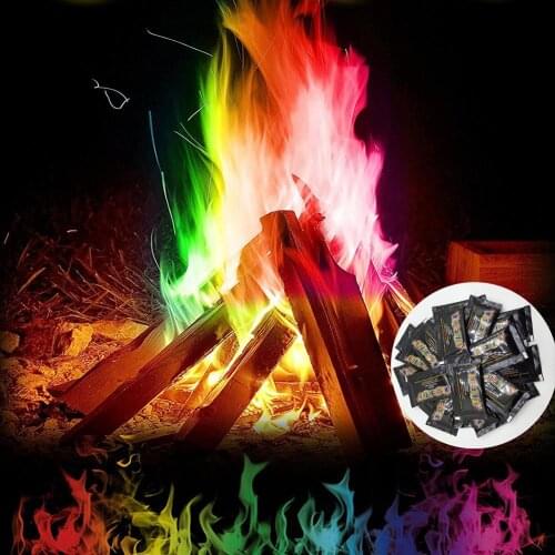 10g/15g/25g Magic Fire Colorful Flames Powder Bonfire Sachets Pyrotechnics Magic Trick Outdoor Camping Hiking Survival Tools