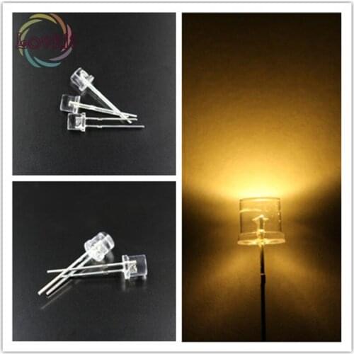 1000 x LED 5MM Flat Top Warm White LED Wide Angle Emitting Diodes Urtal Bright Light Bulb Lamp F5MM Active Components