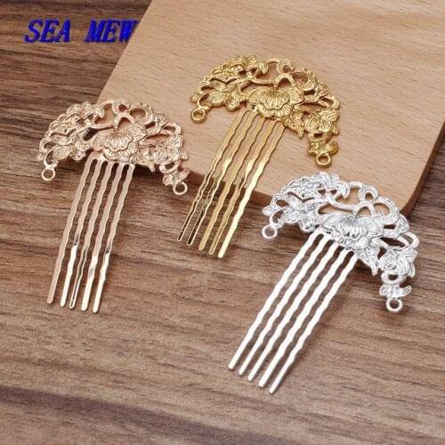 20 PCS 27*48mm Metal Alloy Hair Combs Base Setting 5 Teeth Hair Combs DIY Accessories For Jewelry Making
