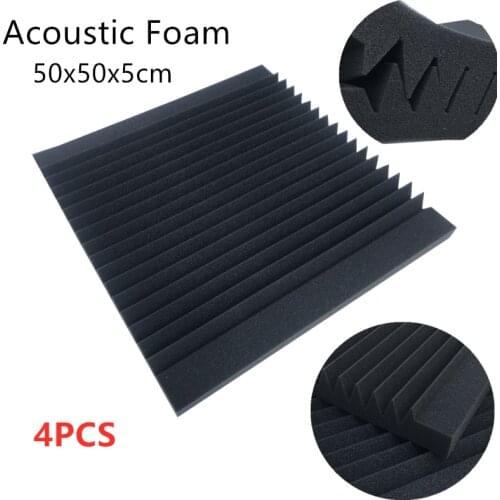 4Pcs 500x500x50mm Studio Acoustic Foam Black Soundproof Foam Sound Absorption Treatment Panel Tile Wedge Protective Sponge