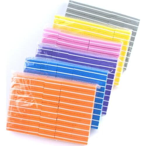 50pcs/lot Mini Nail File Blocks Colorful Sponge Nail Polish Sanding Nail Buffer Form for Polishing Sandpaper Manicure Tools
