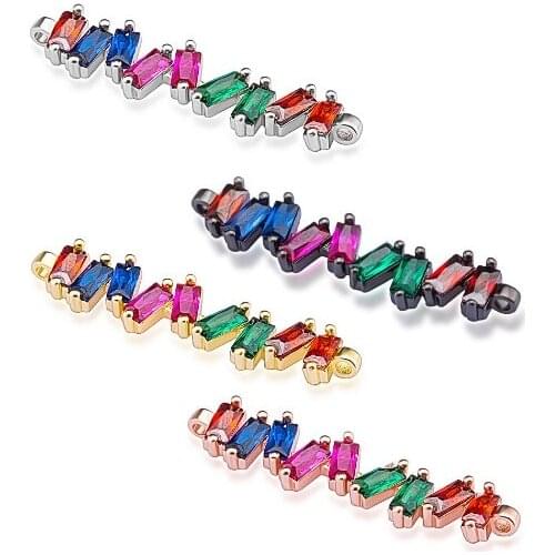 8*31mm S multicolor crystal micro pave cz zircon cubic zirconia beads DIY necklace charm bracelet connectors making rf34