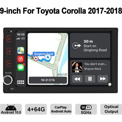 Android 10.0 Stereo 9 Inch Car Video Player 1024*600 Support WiFi/Bluetooth 5.1/GPS Naviagtion For Toyota Corolla 2017-2018
