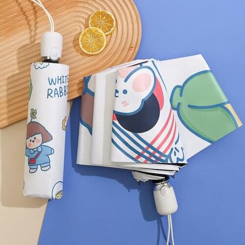 High Quality Automatic/ Non-automatic Umbrella Rain Sunny Women Three-folding Umbrella Windproof Cartoon Umbrella Waterproof