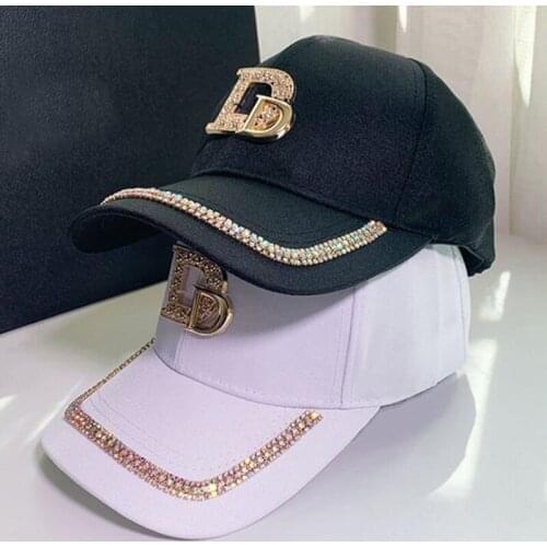 2021 New Womens Letter D Baseball Cap rhinestone trend Cotton bling Cap Snapback Hip hop Cap UV protection Hat