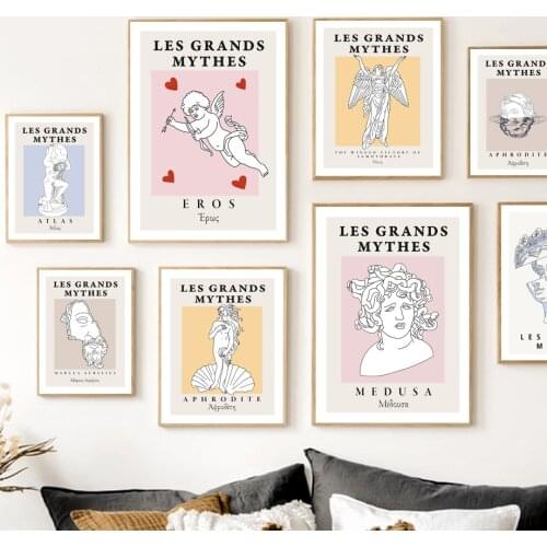 Cupid Medusa Aphrodite Atlas Angel Statue Wall Art Canvas Painting Nordic Posters And Prints Wall Pictures For Living Room Decor