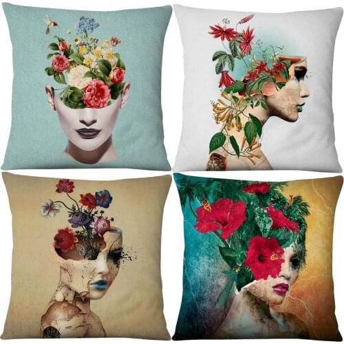 Flower Blooming Beauty Cushion Cover Girls Posters Pillowcase 45X45cm Sofa Decor Pillow Case Accept Wholesale Dropshipping