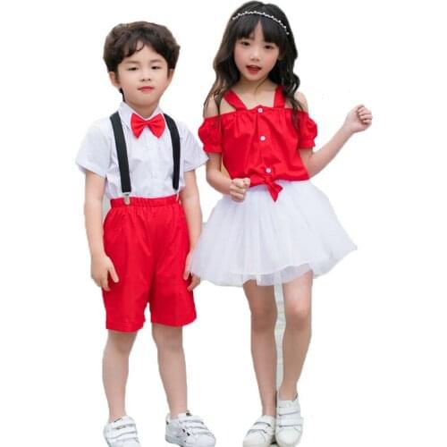 Child Summer School Uniform Clothing Sets Boys Girls British Style Students Clothes Sets Kids Girls Skirts Performance Clothes