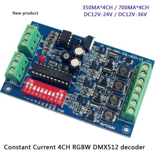 DMX512 decoder led dimmer controller DC12V-24V/DC12V-36V Constant Current 700ma*4CH/350ma*4CH RGBW For led floodlight