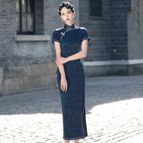 Elegant Slim Plus Size Qipao 2021 New Chinese Female Rayon Dress Mandarin Collar Vintage Cheongsam Vestidos