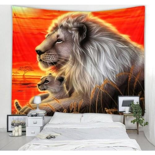 3D Fantasy Lion Tapestry Mandala Bohemian Tapestry Nordic Art Style Decoration Hanging in the Bedroom of the Home Living Room
