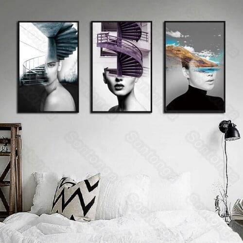 Art Poster Stairs Light Luxury Character Decorative Painting Living Room Entrance Aisle Corridor Wall Painting Modern Simple