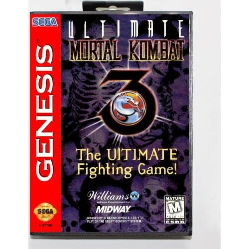 Ultimate Mortal Kombat 3 16 bit MD Game Card With Retail Box For Sega Mega Drive/ Genesis