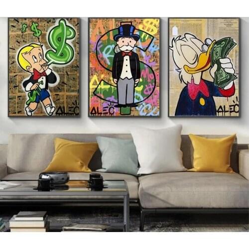 Graffiti Street Art Oil Painting Canvas Painting Posters and Prints Cuadros Wall Art for Living Room Home Decor (No Frame)