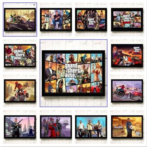 Classic Game Grand Theft Auto Gta HD Print Poster Canvas Painting Living Room Bedroom Decoration Painting