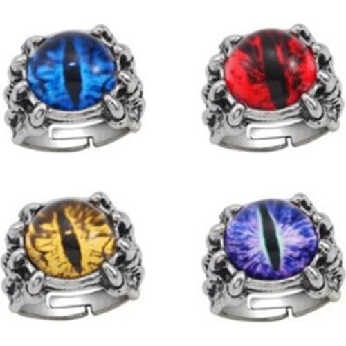 Silver Plated Punk Dragon Claw Mens Ring Vintage Cool Animal Eye Open Rings for Women Bar Night Club Domineering Jewelry Gifts