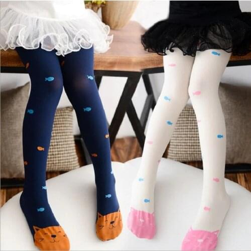 Autumn New High Quality children girls tights Velvet candy colors Cute Cat Fish Tights for baby kids Girls Pantyhose Stocking