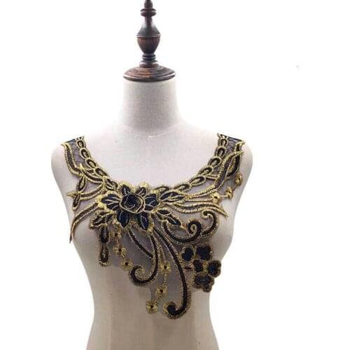 Luxury Gold Scrapbooking 3D Flowers Lace Fabric Venise Embroidery Laces Trimmings Neck Collar Guipure Appliques DIY Supplies
