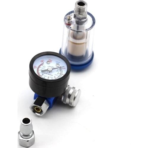 Mini Air Pressure Regulator Aluminum Alloy Spray Gun Pressure Gauge Regulator In-Line Water Trap Filter Pneumatic Tools