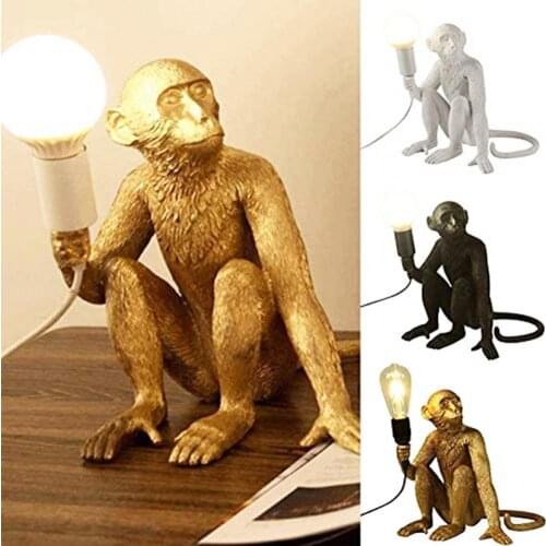 Table Light Attractive Decorative Resin Sitting Monkey Lighting Desk LED Lamp Ornament for Home