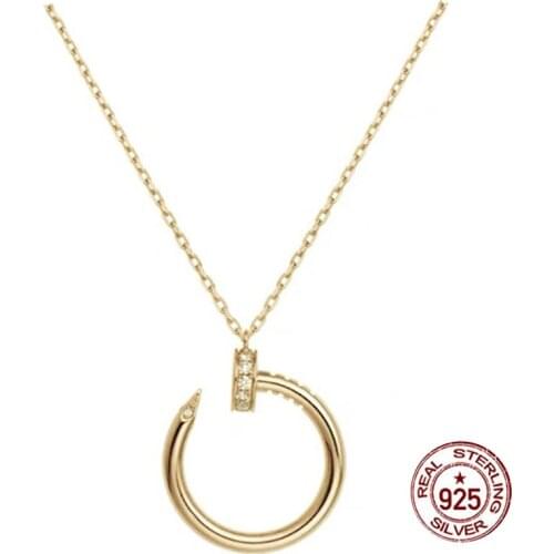 S925 Sterling Silver Necklace New Hypoallergenic Curved Nails Fashion Personality Simple Style Jewelry hot