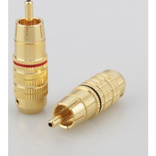 4PCS Audiocrast R009 BRASS Gold Plated RCA Male Plug ADAPTER Connector soldering RCA Male Plug Adapter Solder Audio Video Phono