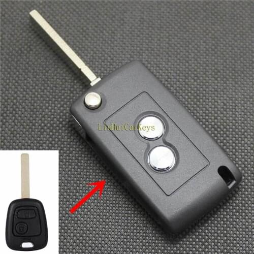 PINECONE for PEUGEOT 307 Flip Folding Key 2 Buttons Uncut Blank Brass N0.2 Blade Upgrade Car Remote Flip ABS Key Shell 1 PC