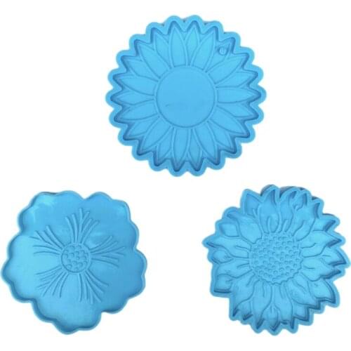 3 Pcs Flower Coaster Epoxy Resin Mold Cup Mat Silicone Mould DIY Crafts Decorations Casting Tools Drop shipping