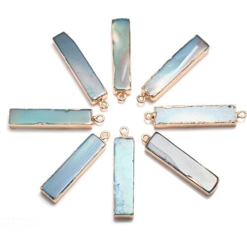 Natural agats necklace pendant rectangular strip shape pendant good quality for necklace jewelry making size 9x40mm