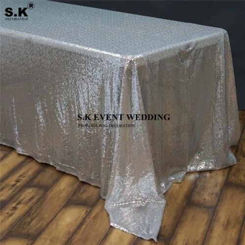 Silver Gold Glitter Sequin Table Cloth Banquet Rectangle Tablecloth For Wedding Event Home Decoration