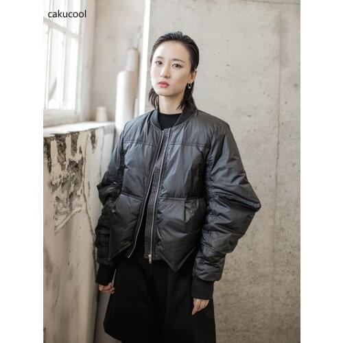 Cakucool 2019 new dark wind personality sharp angle sleeve short paragraph neutral thick down jacket warm winter jacket female