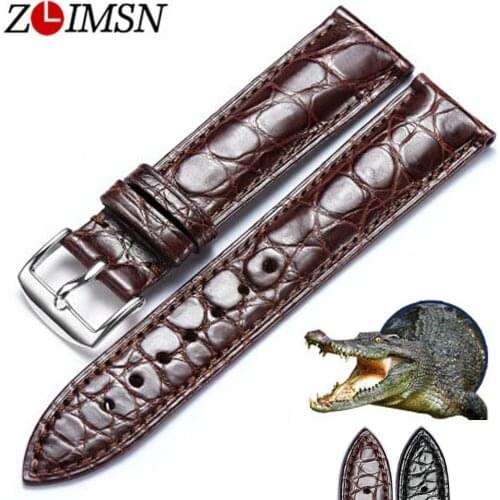 ZLIMSN Genuine Crocodile Leather Watchband Mens Clock Watches StrapBelt 18mm-24mm Watch Band Belt Suitable For OMEGA Longines