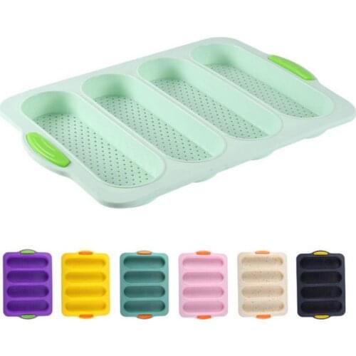 Silicone 4-slot Open Bread Mold Non-Stick Bread 2021 New Silicone Mould French Baguette Mold Baking Pans For Kitchen Baking Tool