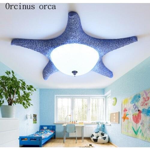 Mediterranean simple modern starfish ceiling light creative warm childrens room bedroom LED ceiling lamp free shipping