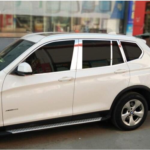 Car styling stainless steel window trim garnish pillar decoration for BMW X3 2011 2012 2013 2014 2015 2016 2017
