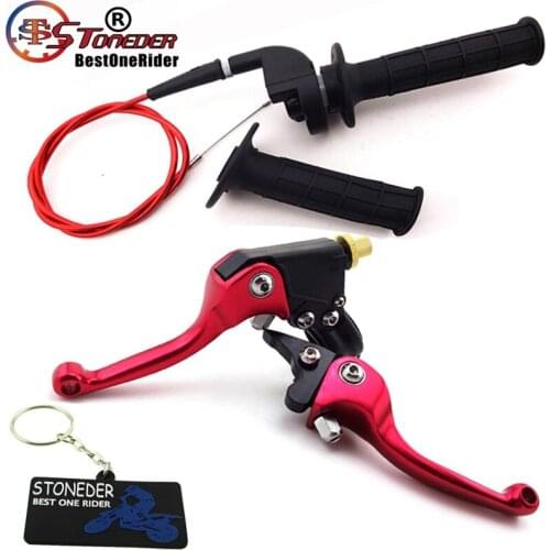 STONEDER CNC Brake Clutch Lever Twist Throttle Handle Grip Cable For 50cc 90cc 110cc 125cc - 160cc Thumpstar GPX YCF DHZ Dirt