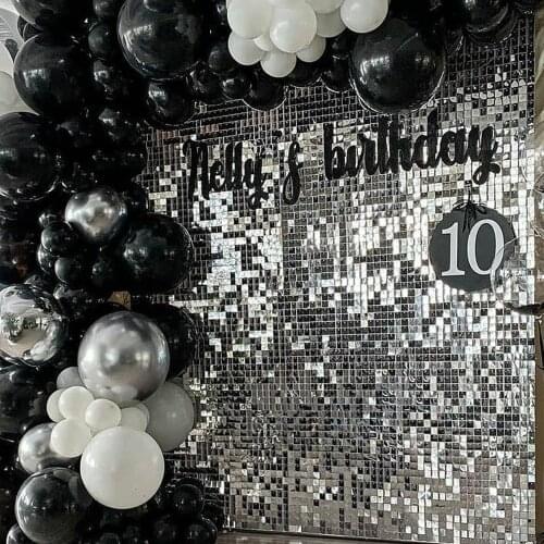 Wedding Birthday Decoration Shiny Glitter Silver Interior Stunning Sparking Iridescent Mirror Sequin Shimmer Wall Backdrop Panel