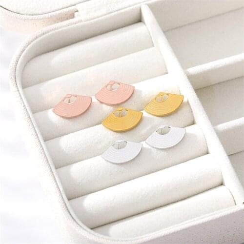 Boho Stainless Steel Fan Stud Earrings For Women Fashion Jewelry Rose Gold Geometric Pendientes Christmas Gift