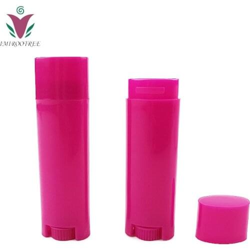 100pcs 5gm Empty Ellipse Plastic Lip Balm Container Bottle Lip Balm Tube with rose red