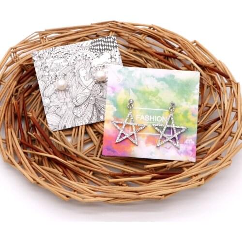 100pcs 6x6cm White Handmade Lovely Jewelry Cards Necklace/Earring Pendant Packing Cards Paper Jewelry Displays Cards For DIY
