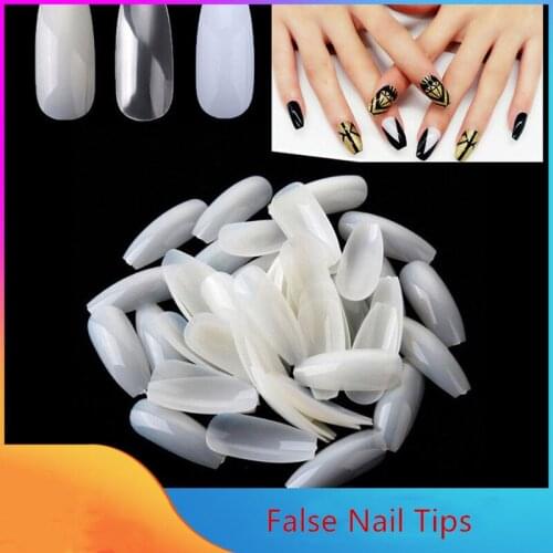100Pcs/Pack Natural White Ultra-Thin False Nail Tips Round Tip Acrylic French Full Cover Artificial Fake Nails Art Manicure Tool