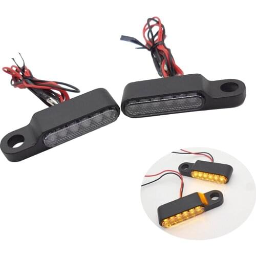 2PCS 12V Motorcycle Handlebar Turn Signals Brake Clutch Mount Mini LED Indicator Lights Amber 6 LED light Motorcycle Turn Signal