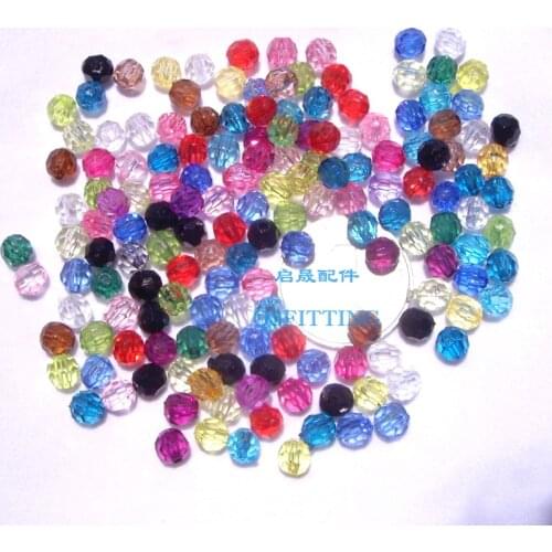200pcs DIY fashion jewelry Accessory,Transparent Acrylic Beads,Round Shape,6MM,Mix Color