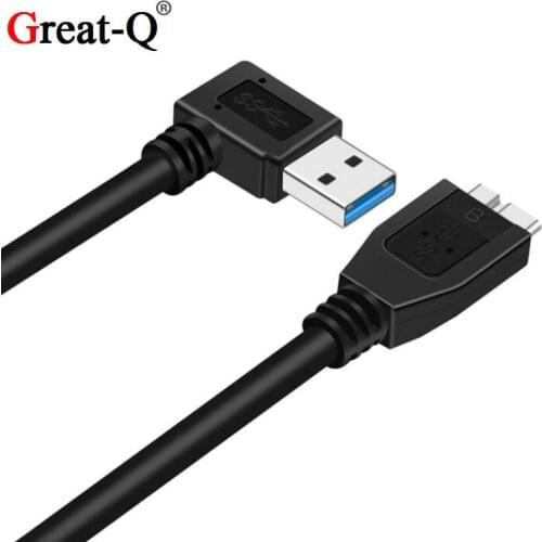 30cm High Speed USB3.0 Adapter Cable Black USB 3.0 Right Angle Type A Male to Micro B Male Connector FOR Computer