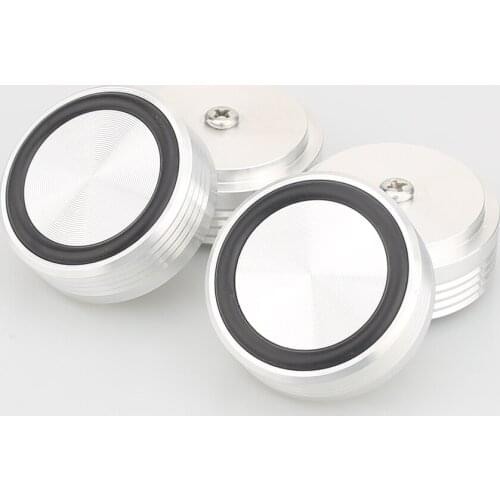 4pcs 39 x 17mm Aluminum Audio Amplifier Speaker Feet Spikes Black / Silver Ring Machine Mats Pads