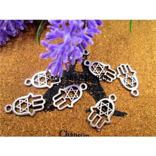40pcs--Antique Tibetan silver Hamsa Hand Charms Pendant - Victorian Vintage Style 21x13mm