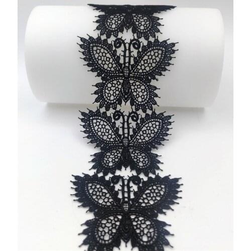 7.5cm Width Embroidered Butterfly Lace Fabric Hollow Sewing Lace Garment Accessories Applique Trim 1 Yard