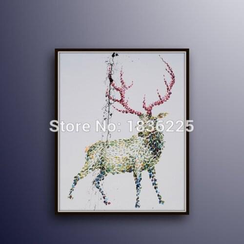 Free shipping Handmade Deer oil painting On Canvas Modern Wall Art Painting Animals Paintings for Home Decor No Frame
