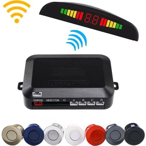 Wireless Car Auto Parktronic Parking Sensor System With 4 Sensors Reversing Car Parking Radar Monitor Detector LED Display