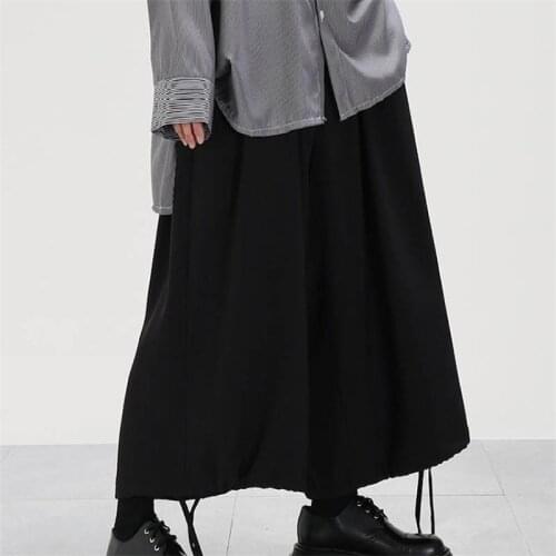 Summer mens new fashion personality of large size loose casual wide-leg trousers culottes